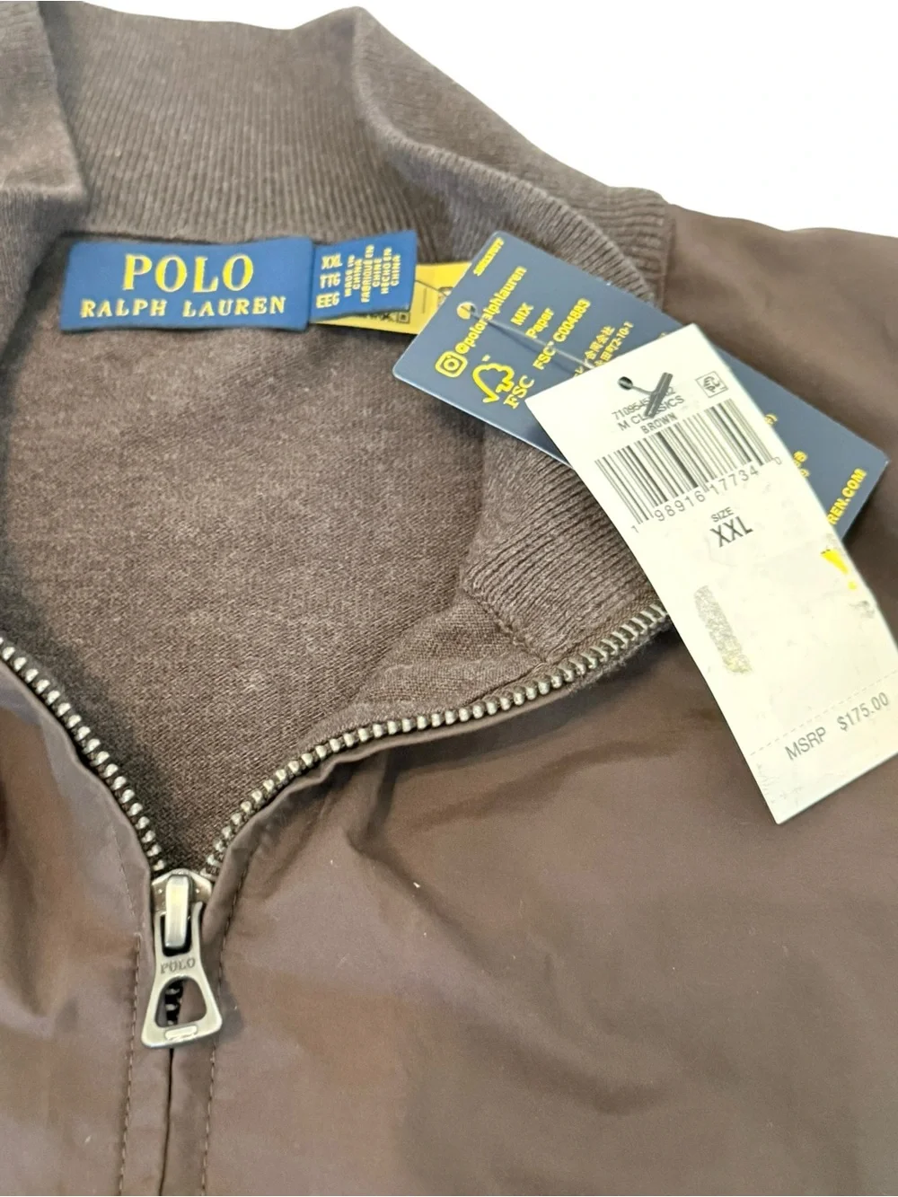 Men’s Polo Ralph Lauren Hybrid Full Zip Sweater Vest Brown